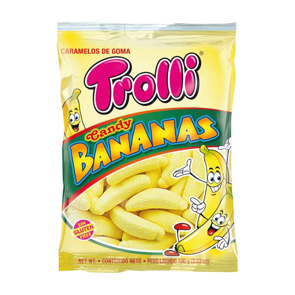 BOLSA BANANAS TROLLI 100GR (12 UND)