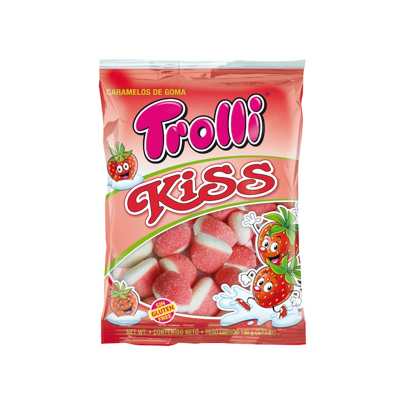 BOLSA BESITOS FRESA TROLLI 100GR (12 UND)
