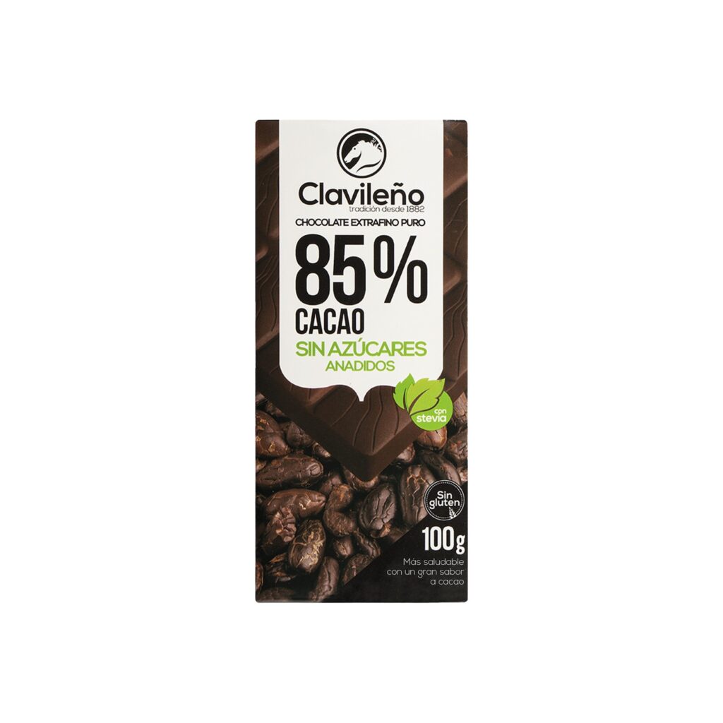 CHOCOLATE NEGRO 85% C/ESTELVIA S/A 100 GR S/GLUTEN (20 UND)