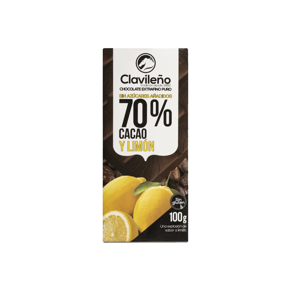 CHOCOLATE NEGRO 70% LIMON S/A 100 GR S/GLUTEN (20 UND)