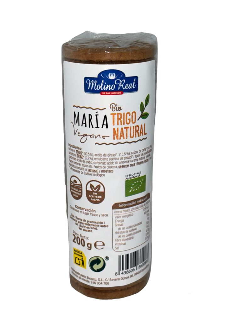 GALLETA MARIA TRIGO BIO 200 GRS MOLINO REAL (12 uds)